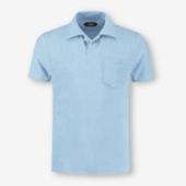 Aurélien, Light Blue Terry Towelling Polo Shirt