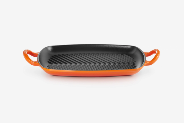 Le Creuset Volcanic Orange Cast Iron Shallow Rectangular Grill