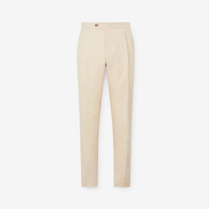 New & Lingwood Cream Single Pleat Trousers