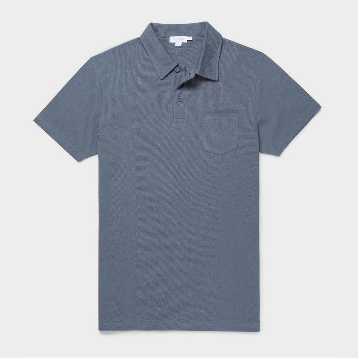 Sunspel Men's Cotton Riviera Polo Shirt in Blue Slate