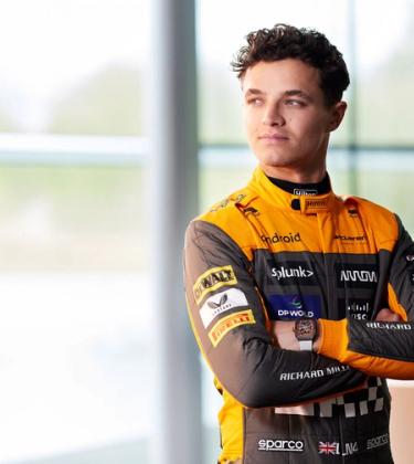 Lando Norris wearing the RM 67-02