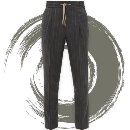 Brunello Cucinelli Pinstripe Drawstring Trousers