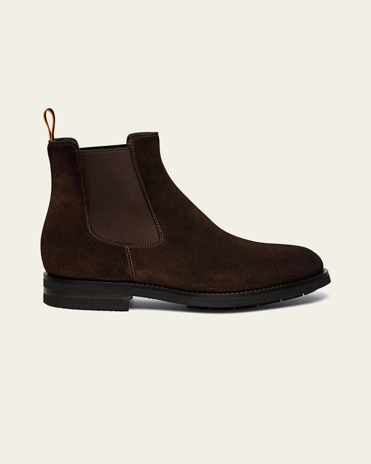 Santoni Dark Brown Suede Chelsea Boots