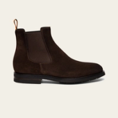 Santoni Dark Brown Suede Chelsea Boots