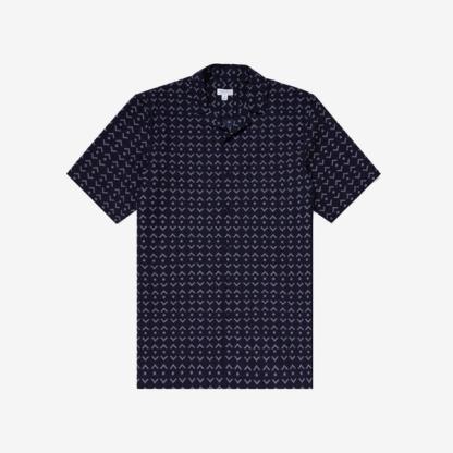 Sunspel Printed Camp Collar Shirt