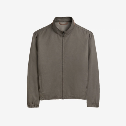 Linen bomber jacket in nocciola brown 
