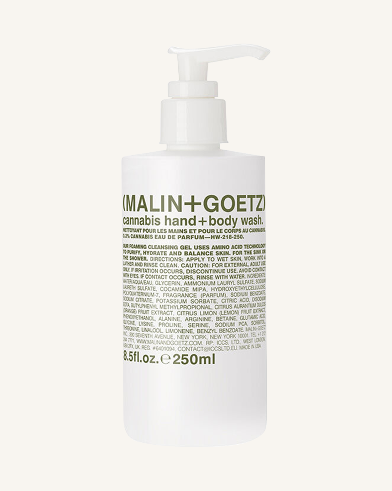 Malin+Goetz cannabis hand+body wash.