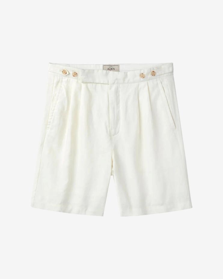 Lind Double-Pleat Linen Shorts