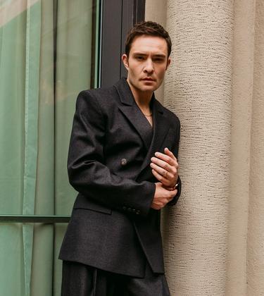 For Ed Westwick sweatpants are out and very nice (Ferrari) suits are in