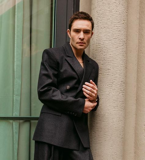For Ed Westwick sweatpants are out and very nice (Ferrari) suits are in