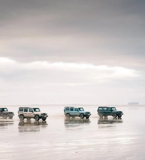 5 Ineos Grenadier's driving over wet terrain