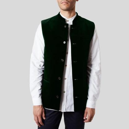 Sir Plus Ivy Green Velvet Waistcoat