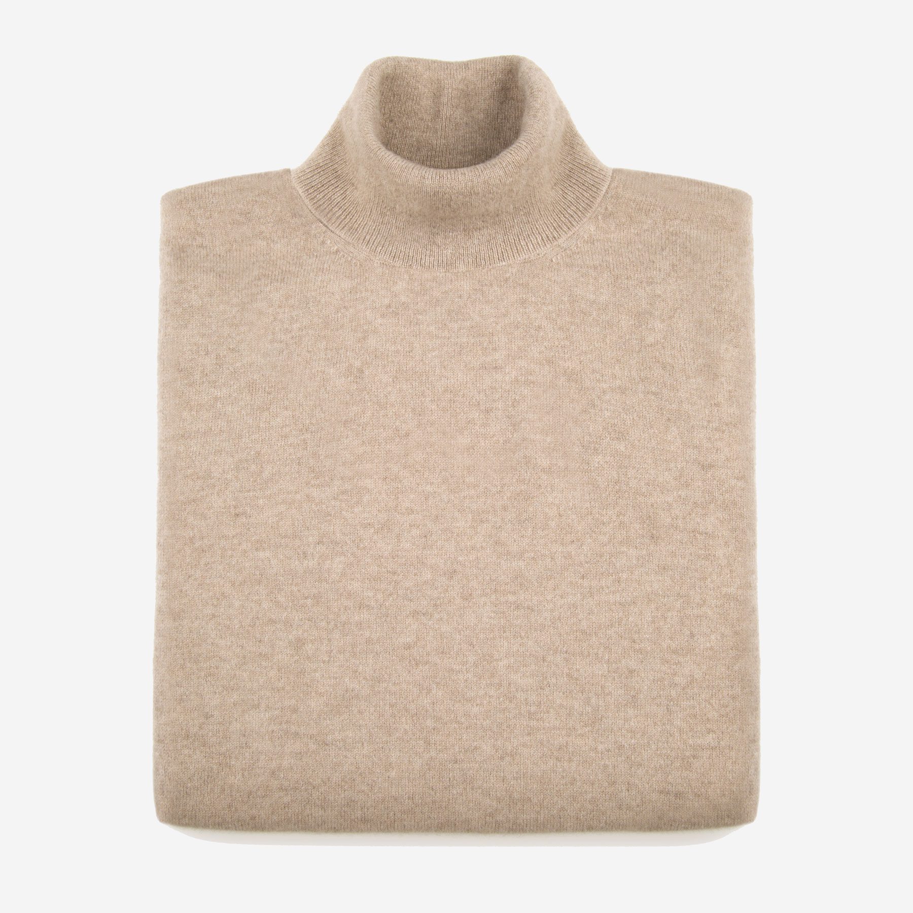 Luca Faloni Camel Beige Pure Cashmere Roll Neck