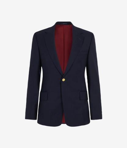 Huntsman Navy Single-Breasted Blazer