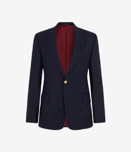 Huntsman Navy Single-Breasted Blazer