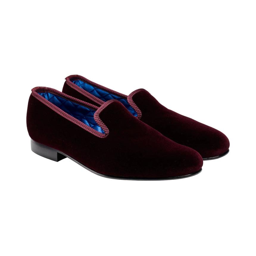 Crockett & Jones Plain Albert em veludo bordô