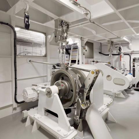 Machinery system below deck on board Obsidian