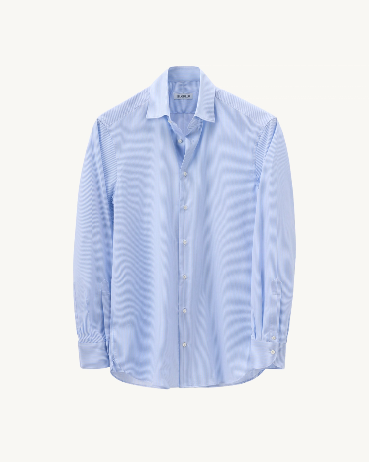 Camicia Signature in twill azzurro a righe