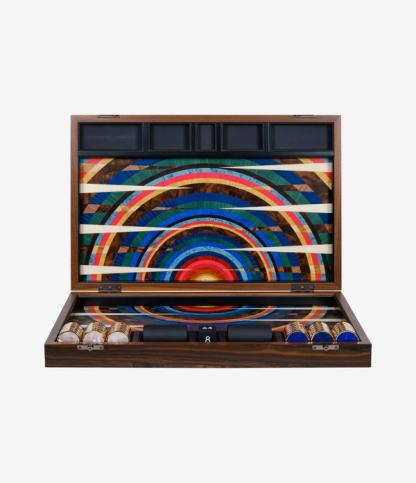 Set da backgammon Vortex con intarsio di Alexandra Llewellyn