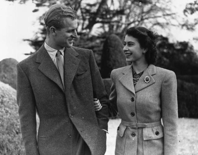 1947 - The Queen and Philip during their honeymoon at Broadlands, Romsey, Hampshire (Getty)