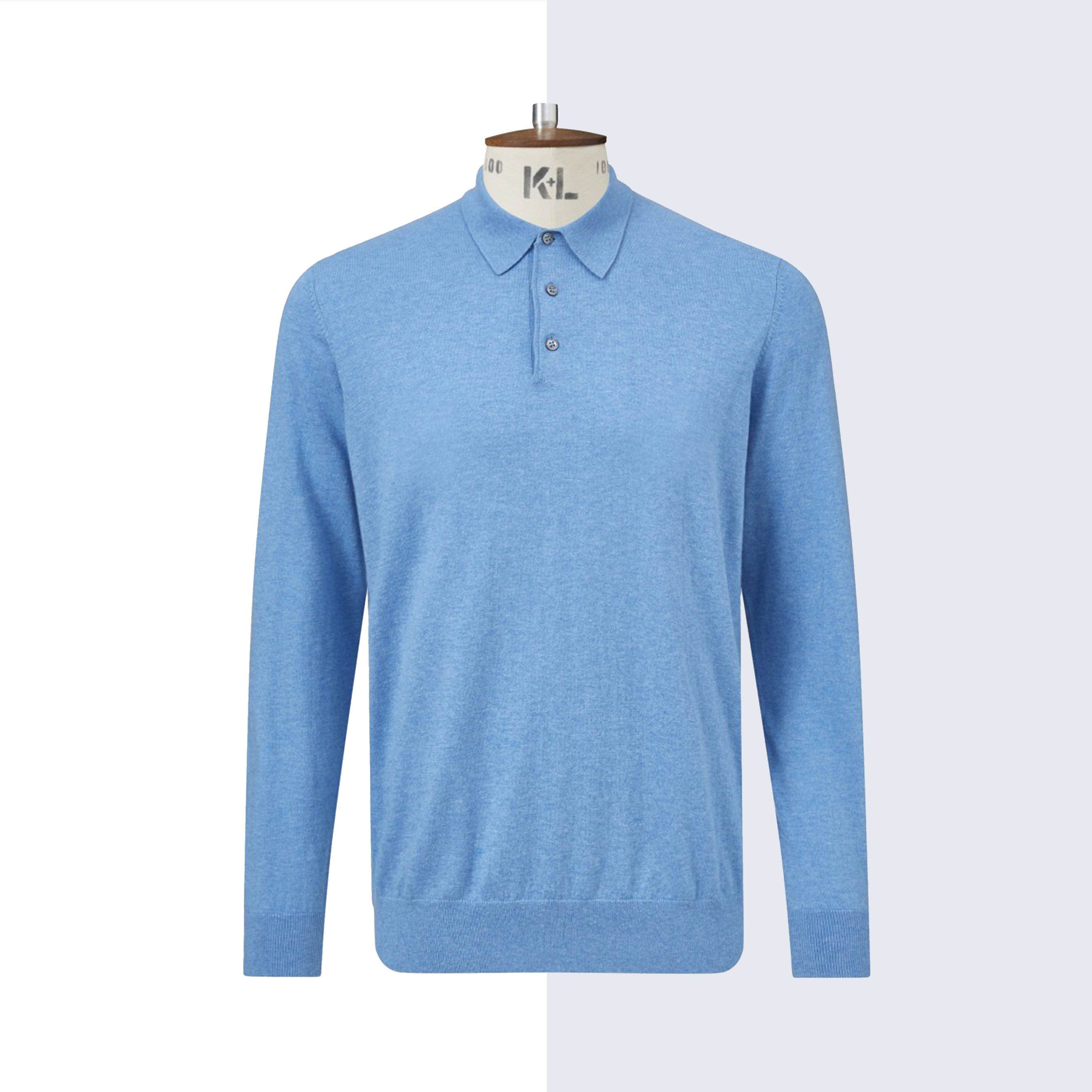 Blue Long Sleeve Polo Shirt