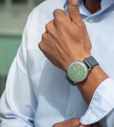 Ressence Type 3 EE in Eucalyptus Green on persons wrist