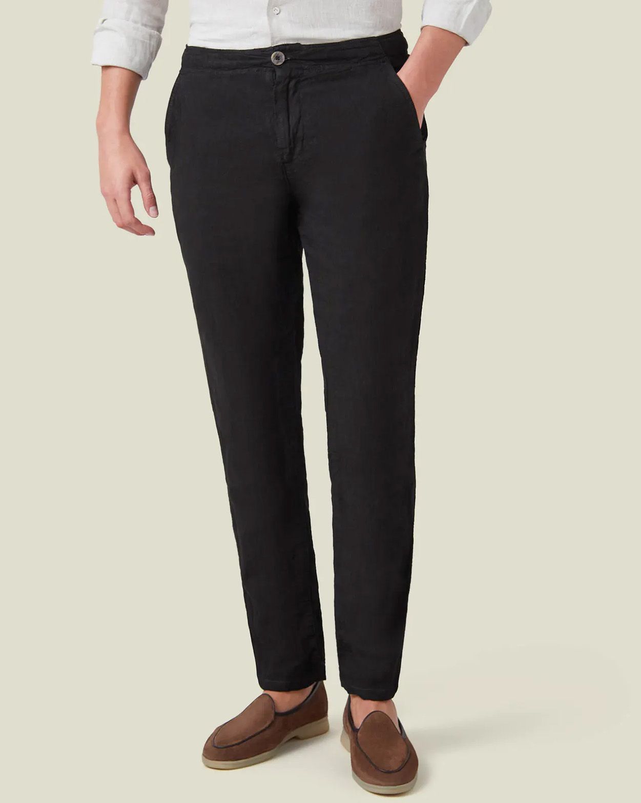 Black Lipari linen trousers