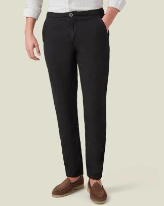 Black Lipari linen trousers