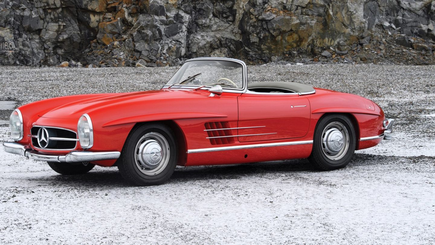 This 1957 Mercedes-Benz convertible raises the roof