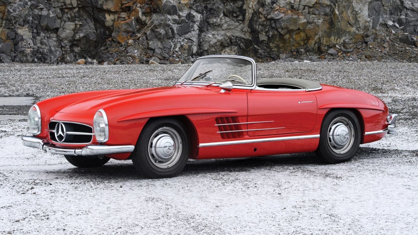 This 1957 Mercedes-Benz convertible raises the roof