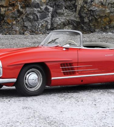 This 1957 Mercedes-Benz convertible raises the roof