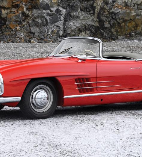 This 1957 Mercedes-Benz convertible raises the roof