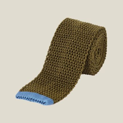 Olive Silk Knitted Tie
