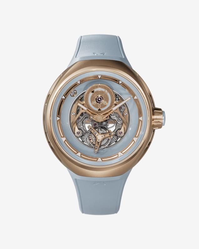 Orb in Blue Ceramic Rose Gold