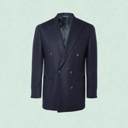 Thom Sweeney Navy Wool-Twill Blazer