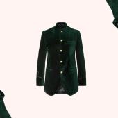 Favourbrook Dark-Green Nehru Velvet Jacket