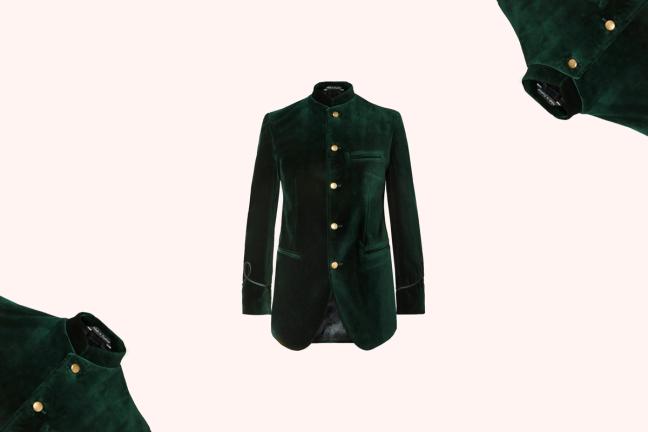 Favourbrook Dark-Green Nehru Velvet Jacket