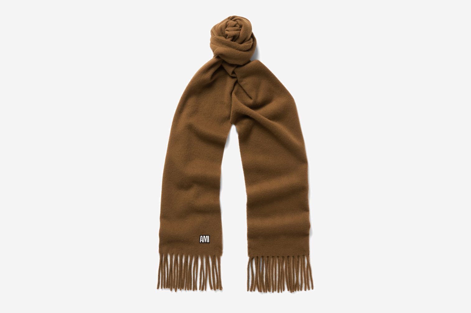 AMI Fringed Embroidered Scarf