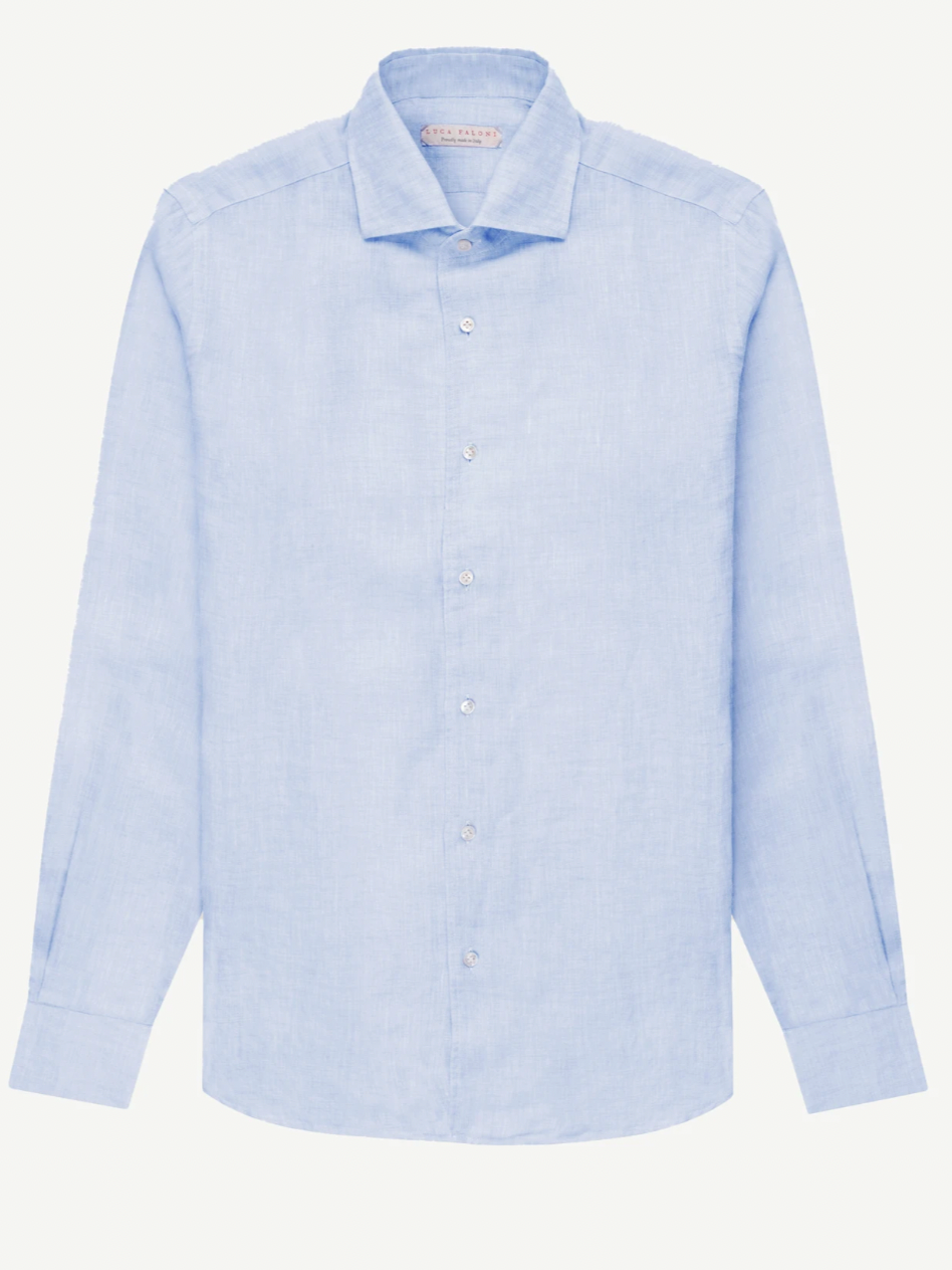 Luca Faloni Sky Blue Portofino linen shirt