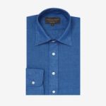 New & Lingwood Dark Blue Palmer Linen shirt