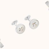 Turnbull & Asser White Sterling Silver Button Cufflinks