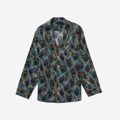 New & Lingwood Blue Peacock Feathers Pyjamas