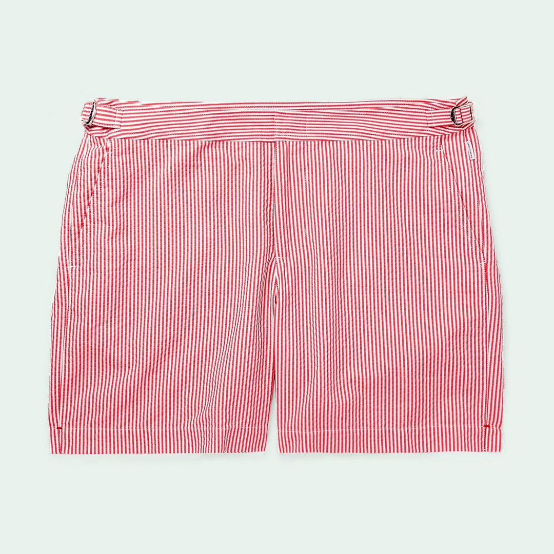 Orlebar Brown Bulldog Mid-Length Striped Seersucker Swim Shorts