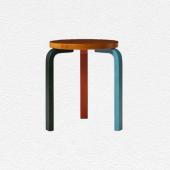 Artek - Aalto Four Colour-Stained Stool 60