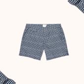 Sunspel Men’s Swim Shorts in Navy Shibori Grid