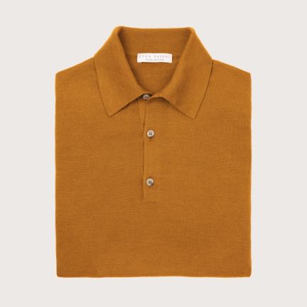 Mustard Fine Silk-Cashmere Polo