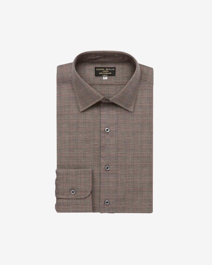 Emma Willis tobacco prince of wales check flanello shirt