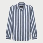 Thom Sweeney Striped Camp Collar Shirt