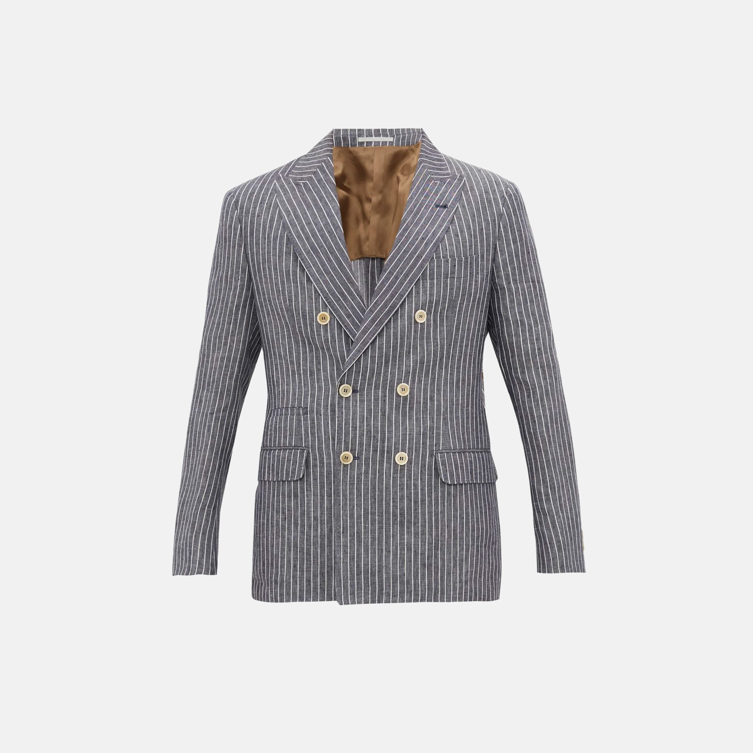 Brunello Cucinelli Pinstriped Linen Blazer