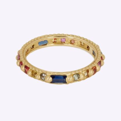 Melissa Joy Manning Gold Rapunzel Harlequin Rainbow Sapphire Ring